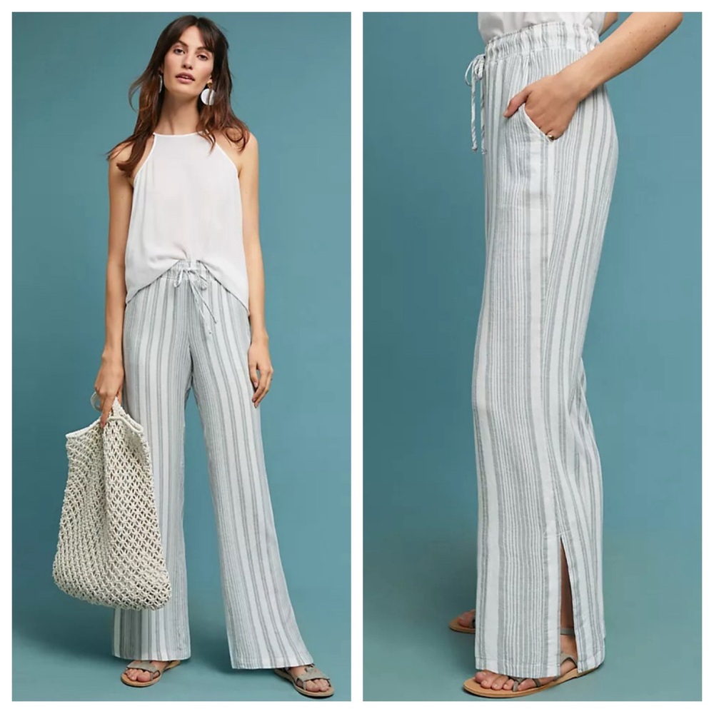 cloth & stone Red White and Navy Striped Wide Leg Pants